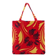 Folk Flowers Print Floral Pattern Ethnic Art Grocery Tote Bag by Eskimos