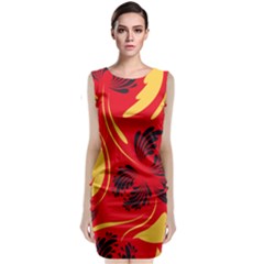 Folk Flowers Print Floral Pattern Ethnic Art Sleeveless Velvet Midi Dress