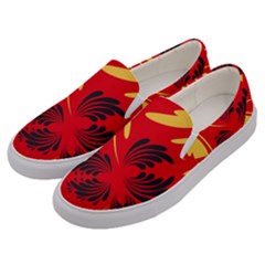 Folk Flowers Print Floral Pattern Ethnic Art Men s Canvas Slip Ons by Eskimos