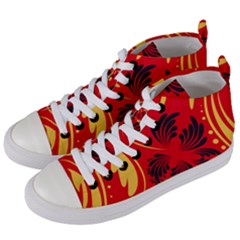 Folk Flowers Print Floral Pattern Ethnic Art Women s Mid-top Canvas Sneakers by Eskimos