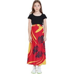 Folk Flowers Print Floral Pattern Ethnic Art Kids  Flared Maxi Skirt by Eskimos