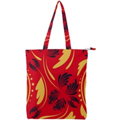 Folk Flowers Print Floral Pattern Ethnic Art Double Zip Up Tote Bag by Eskimos