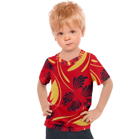 Folk Flowers Print Floral Pattern Ethnic Art Kids  Sports Tee by Eskimos