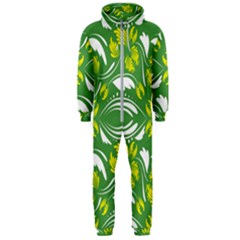 Folk Flowers Print Floral Pattern Ethnic Art Hooded Jumpsuit (men)