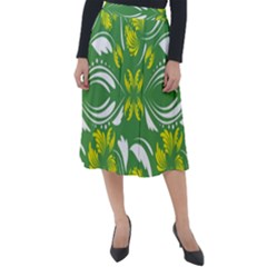 Folk Flowers Print Floral Pattern Ethnic Art Classic Velour Midi Skirt  by Eskimos