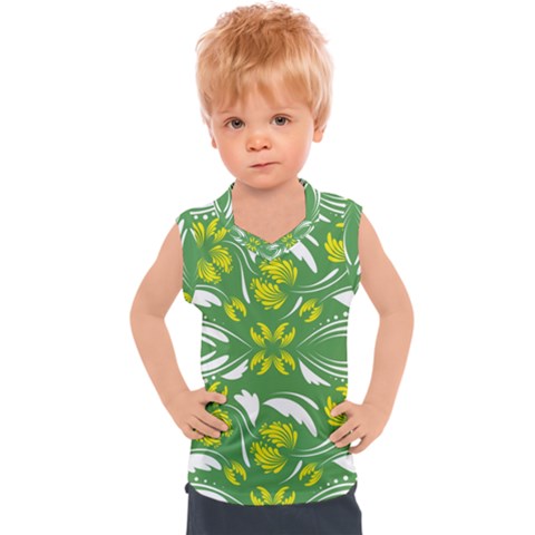 Folk Flowers Print Floral Pattern Ethnic Art Kids  Sport Tank Top by Eskimos