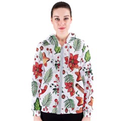 Pngtree-watercolor-christmas-pattern-background Women s Zipper Hoodie