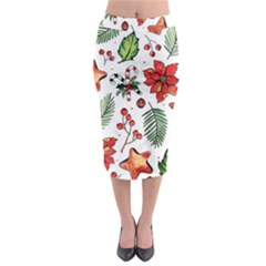 Pngtree-watercolor-christmas-pattern-background Midi Pencil Skirt by nate14shop