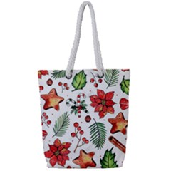 Pngtree-watercolor-christmas-pattern-background Full Print Rope Handle Tote (small) by nate14shop