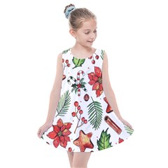 Pngtree-watercolor-christmas-pattern-background Kids  Summer Dress by nate14shop