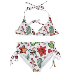 Pngtree-watercolor-christmas-pattern-background Kids  Classic Bikini Set by nate14shop