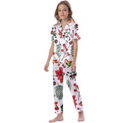 Pngtree-watercolor-christmas-pattern-background Kids  Satin Short Sleeve Pajamas Set by nate14shop