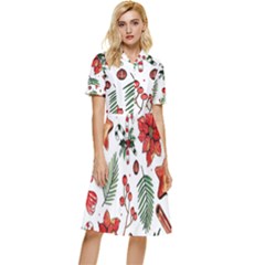 Pngtree-watercolor-christmas-pattern-background Button Top Knee Length Dress by nate14shop