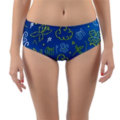 Abstract-background Reversible Mid-waist Bikini Bottoms