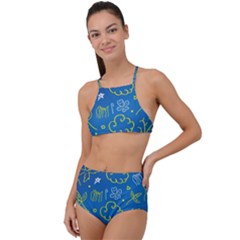 Abstract-background High Waist Tankini Set