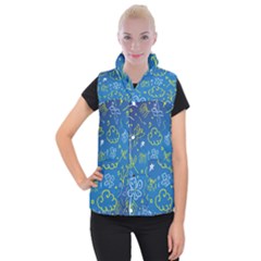 Abstract-background Women s Button Up Vest