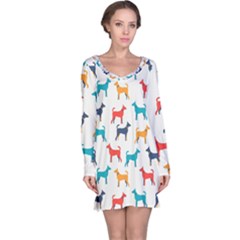 Animal-seamless-vector-pattern-of-dog-kannaa Long Sleeve Nightdress by nate14shop