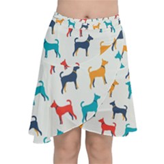 Animal-seamless-vector-pattern-of-dog-kannaa Chiffon Wrap Front Skirt