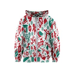 Chrismas Pattern Kids  Zipper Hoodie by nate14shop