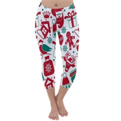 Chrismas Pattern Capri Winter Leggings  by nate14shop