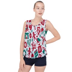 Chrismas Pattern Bubble Hem Chiffon Tank Top by nate14shop