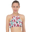 Chrismas Pattern Racer Front Bikini Top View1