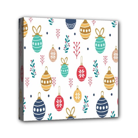 Seamless-pattern-cute-christmas-balls-shariki-igrushki-rozhd Mini Canvas 6  X 6  (stretched) by nate14shop