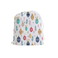 Seamless-pattern-cute-christmas-balls-shariki-igrushki-rozhd Drawstring Pouch (large)