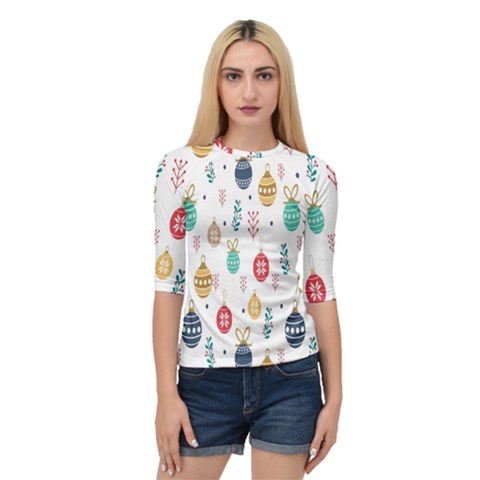 Seamless-pattern-cute-christmas-balls-shariki-igrushki-rozhd Quarter Sleeve Raglan Tee by nate14shop