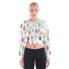 Seamless-pattern-cute-christmas-balls-shariki-igrushki-rozhd Cropped Sweatshirt by nate14shop