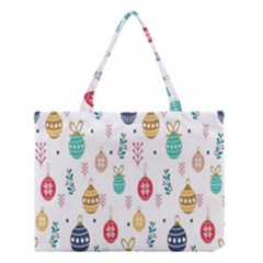 Seamless-pattern-cute-christmas-balls-shariki-igrushki-rozhd Medium Tote Bag