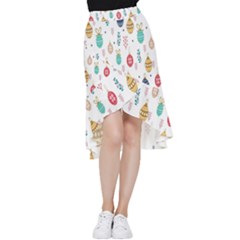 Seamless-pattern-cute-christmas-balls-shariki-igrushki-rozhd Frill Hi Low Chiffon Skirt