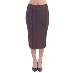 Wood Dark Brown Velvet Midi Pencil Skirt by nate14shop