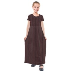 Wood Dark Brown Kids  Short Sleeve Maxi Dress by nate14shop