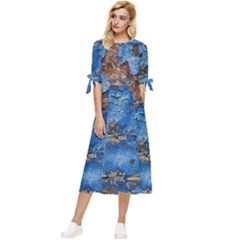 Background Wood Texture Bow Sleeve Chiffon Midi Dress by nate14shop