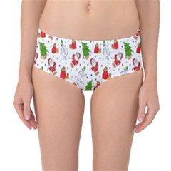 Hd-wallpaper-christmas-pattern-pattern-christmas-trees-santa-vector Mid-Waist Bikini Bottoms