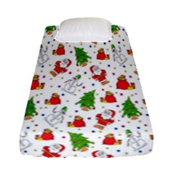 Hd-wallpaper-christmas-pattern-pattern-christmas-trees-santa-vector Fitted Sheet (single Size) by nate14shop