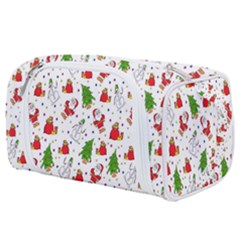 Hd-wallpaper-christmas-pattern-pattern-christmas-trees-santa-vector Toiletries Pouch by nate14shop