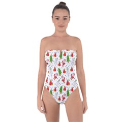 Hd-wallpaper-christmas-pattern-pattern-christmas-trees-santa-vector Tie Back One Piece Swimsuit