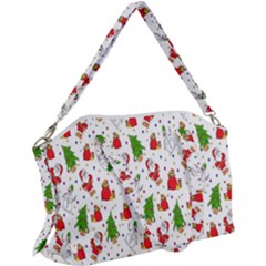 Hd-wallpaper-christmas-pattern-pattern-christmas-trees-santa-vector Canvas Crossbody Bag by nate14shop