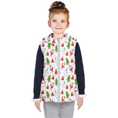 Hd-wallpaper-christmas-pattern-pattern-christmas-trees-santa-vector Kids  Hooded Puffer Vest by nate14shop