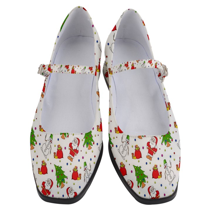 Hd-wallpaper-christmas-pattern-pattern-christmas-trees-santa-vector Women s Mary Jane Shoes