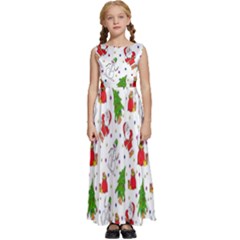 Hd-wallpaper-christmas-pattern-pattern-christmas-trees-santa-vector Kids  Satin Sleeveless Maxi Dress