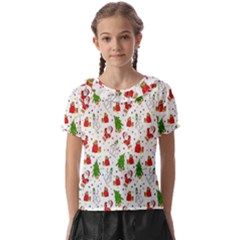 Hd-wallpaper-christmas-pattern-pattern-christmas-trees-santa-vector Kids  Frill Chiffon Blouse by nate14shop