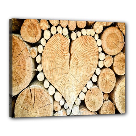 Wooden Heart Canvas 20  X 16  (stretched) by nate14shop