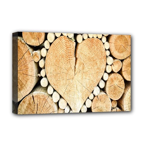 Wooden Heart Deluxe Canvas 18  x 12  (Stretched)