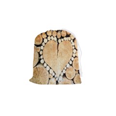 Wooden Heart Drawstring Pouch (Small)