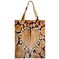 Wooden Heart Zipper Classic Tote Bag