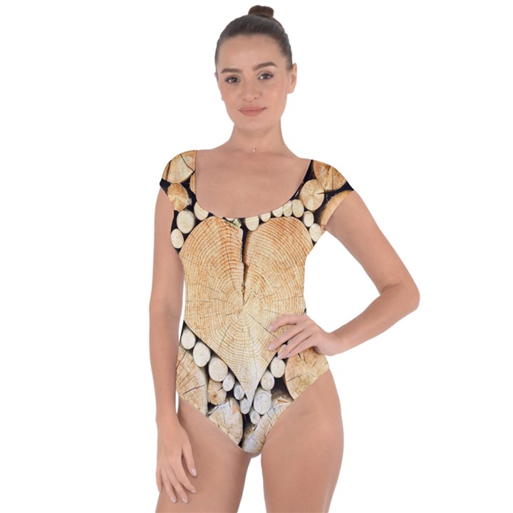 Wooden Heart Short Sleeve Leotard 