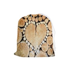 Wooden Heart Drawstring Pouch (large) by nate14shop